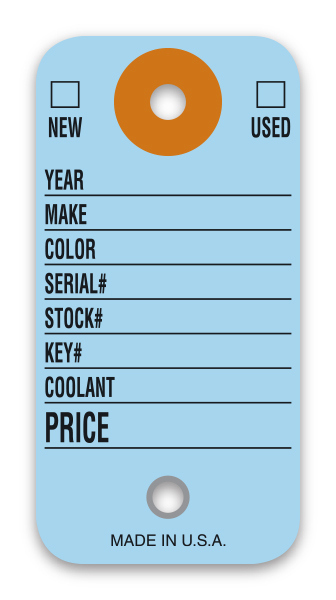 Colored Key Tags - CT-5 BLUE - With Rings Qty. 500