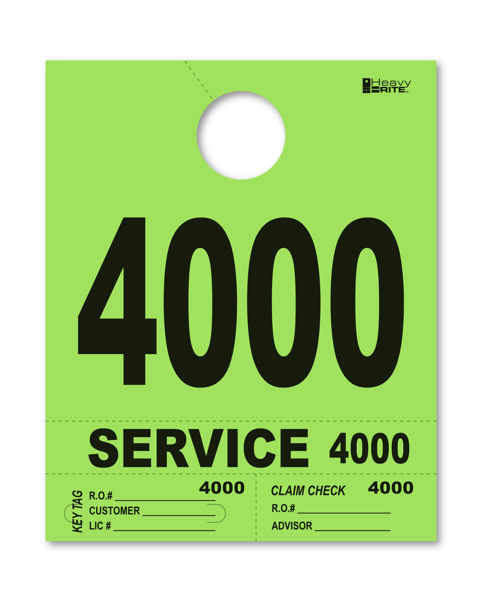4 Part Heavy Brite Disp. No. - HB4P-4 - Lime Green - 4000-4999