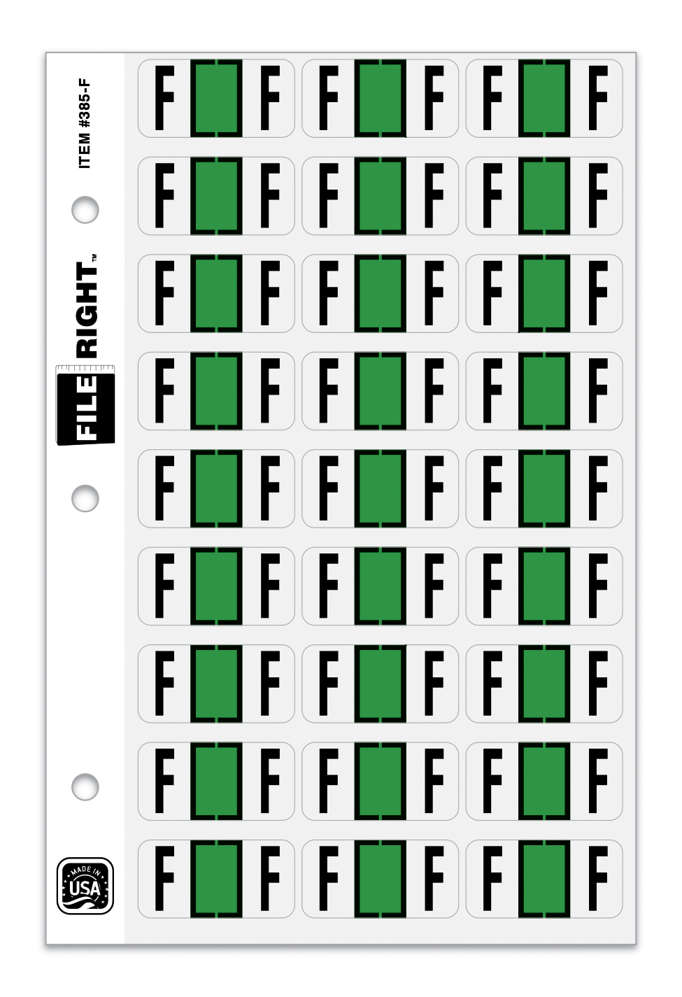 Color-Code Alphabet Letter F, Ring Book, Pkg. of 270 Labels