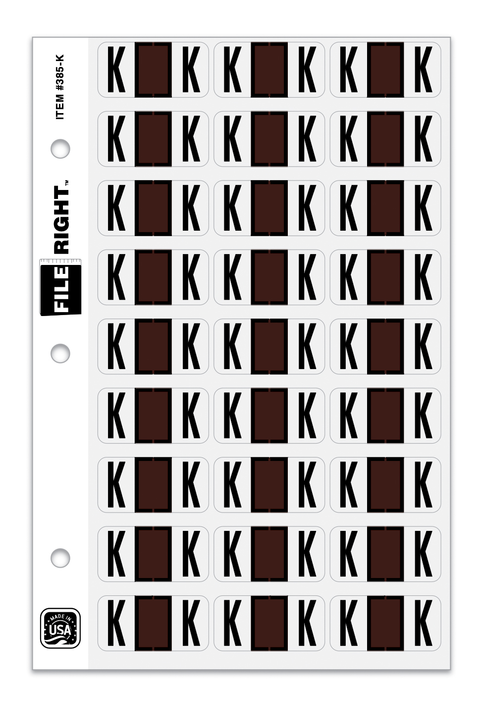Color-Code Alphabet Letter K, Ring Book, Pkg. of 270 Labels