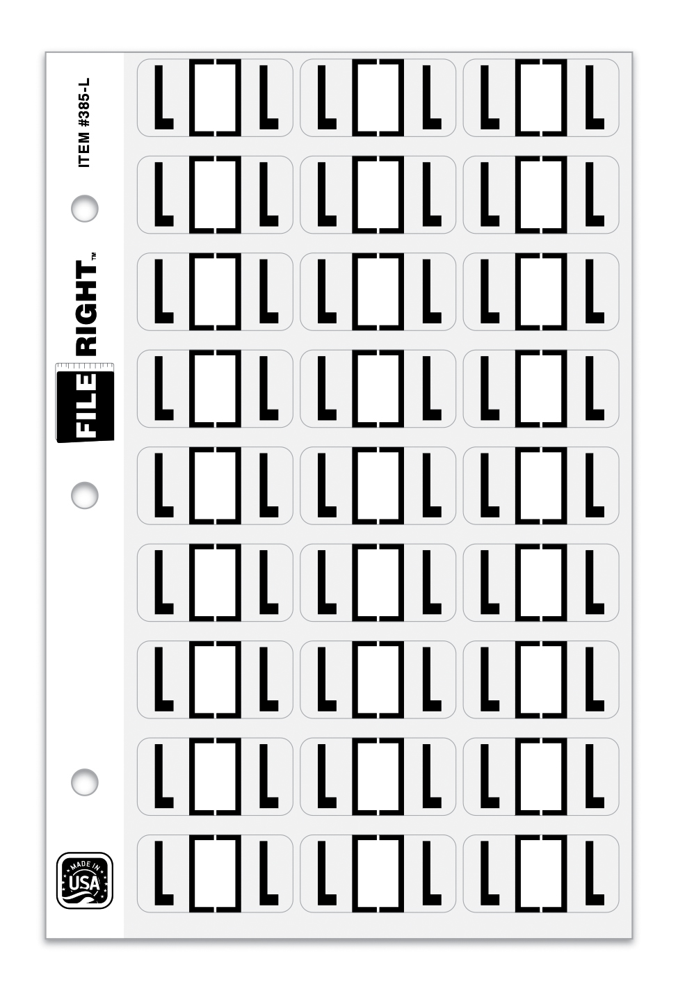 Color-Code Alphabet Letter L, Ring Book, Pkg. of 270 Labels