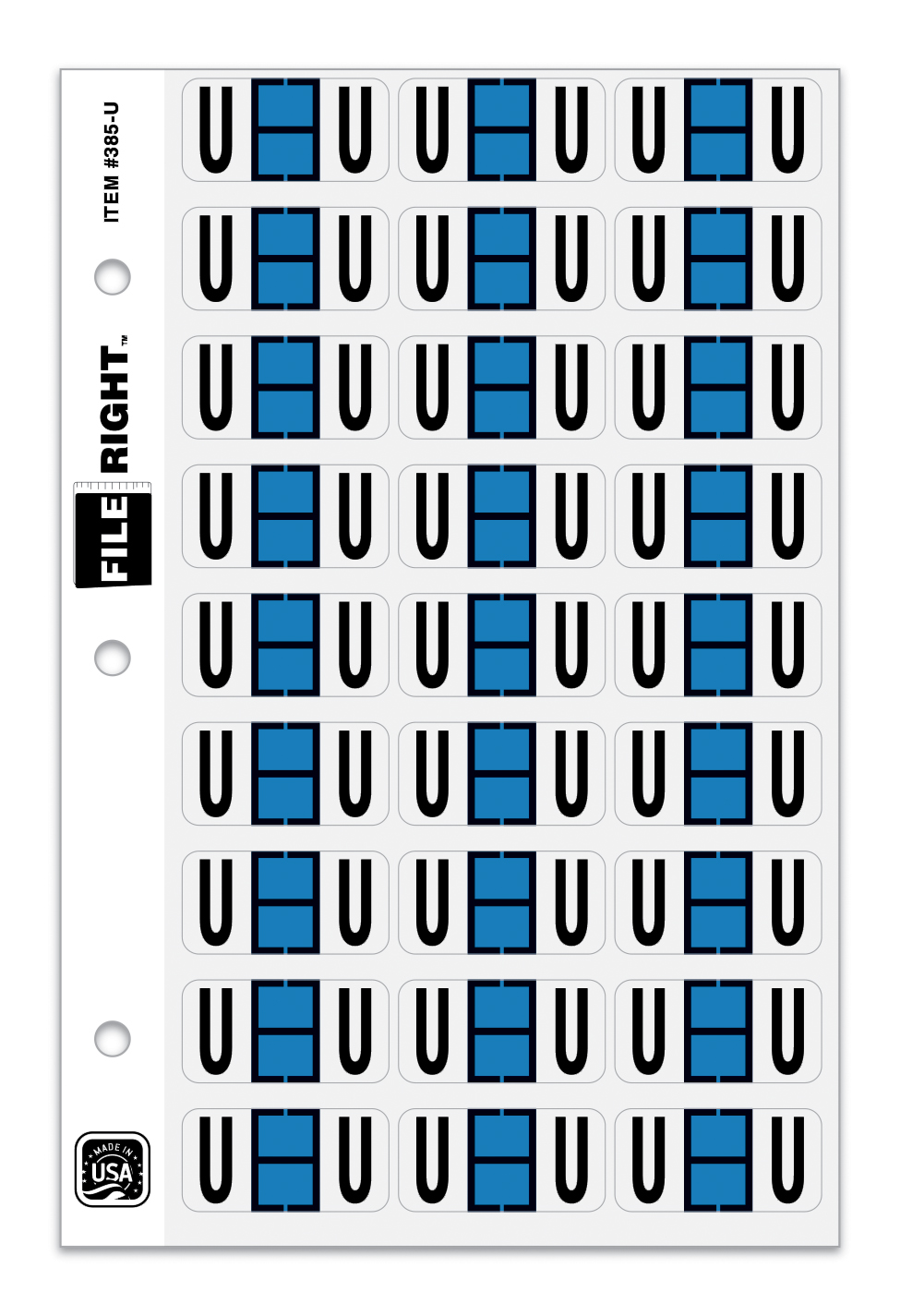 Color-Code Alphabet Letter U, Ring Book, Pkg. of 270 Labels