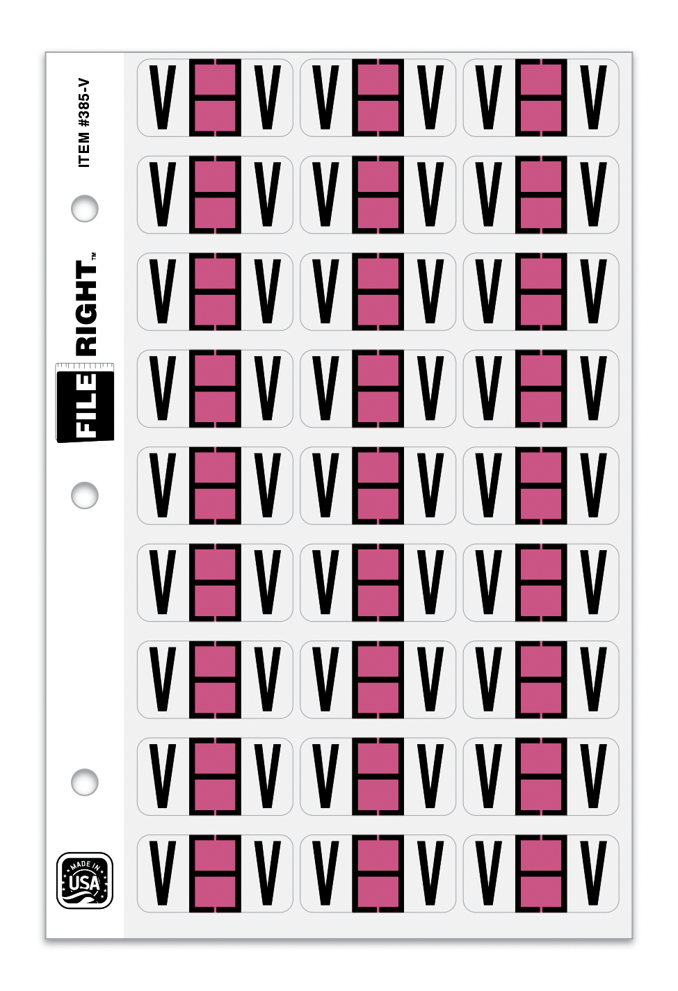 Color-Code Alphabet Letter V, Ring Book, Pkg. of 270 Labels