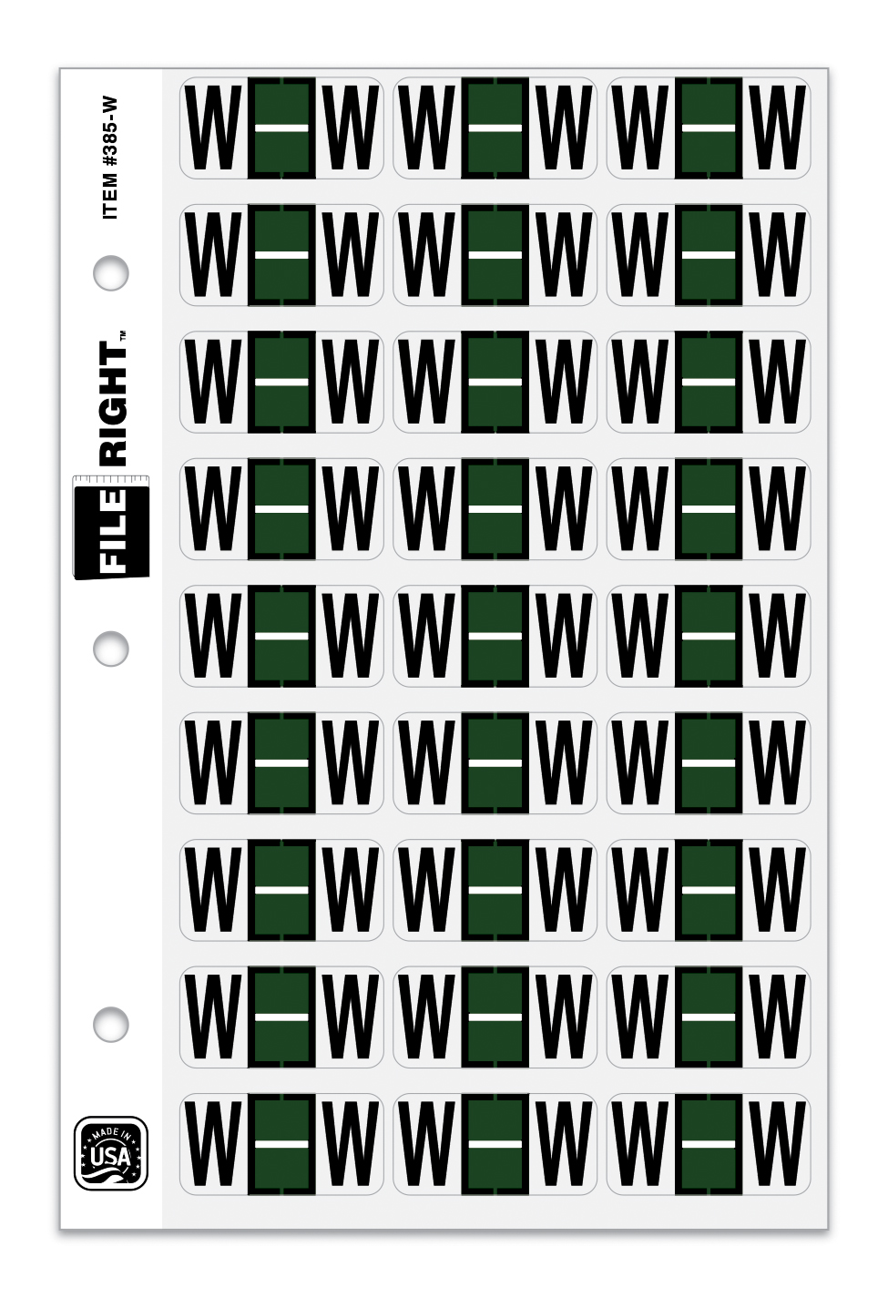 Color-Code Alphabet Letter W, Ring Book, Pkg. of 270 Labels