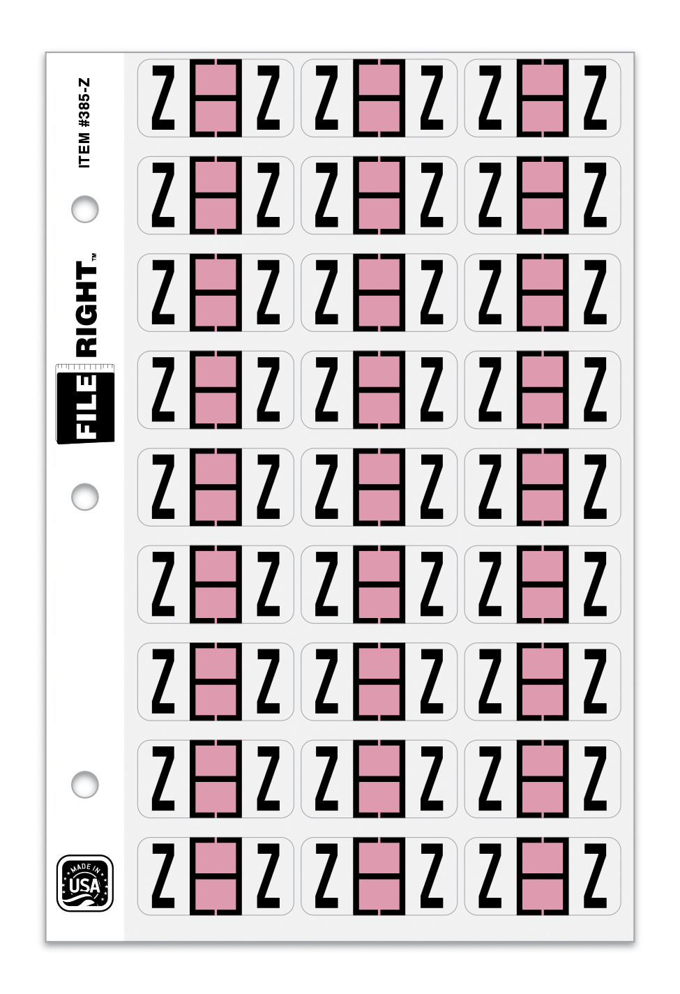 Color-Code Alphabet Letter Z, Ring Book, Pkg. of 270 Labels