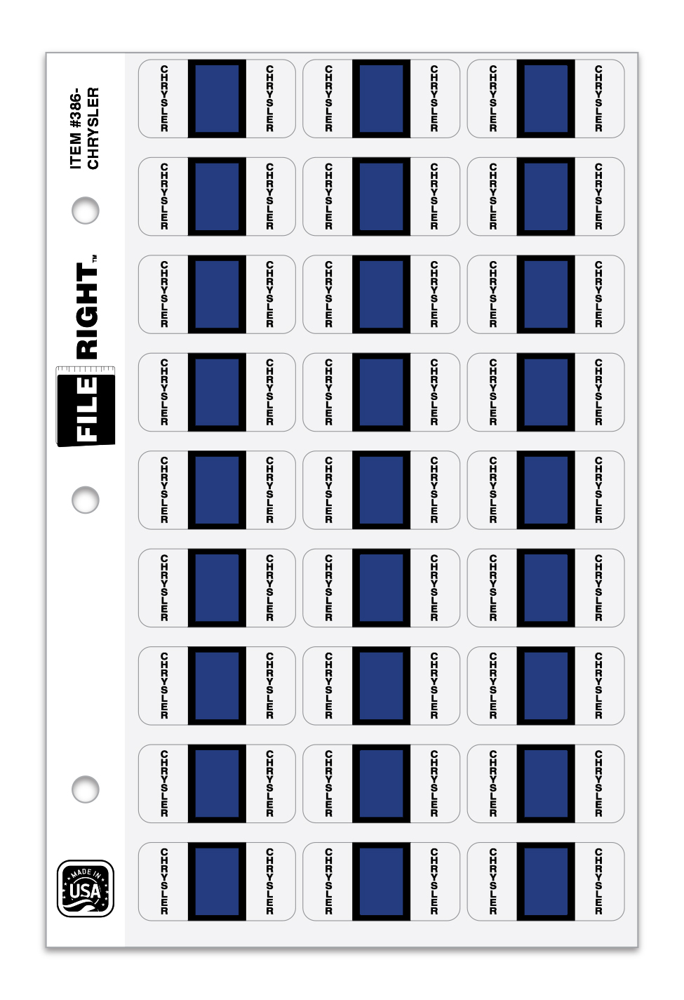Color-Code Auto-Make CHRYSLER, Ring Book, Pkg. of 270 labels