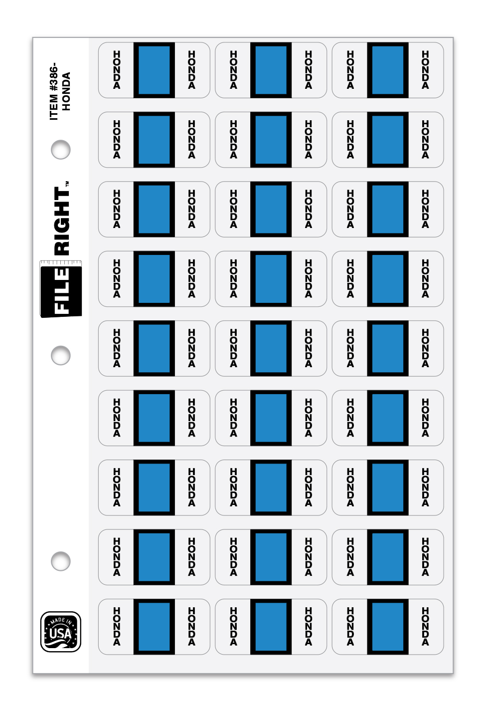 Color-Code Auto-Make HONDA, Ring Book, Pkg. of 270 labels