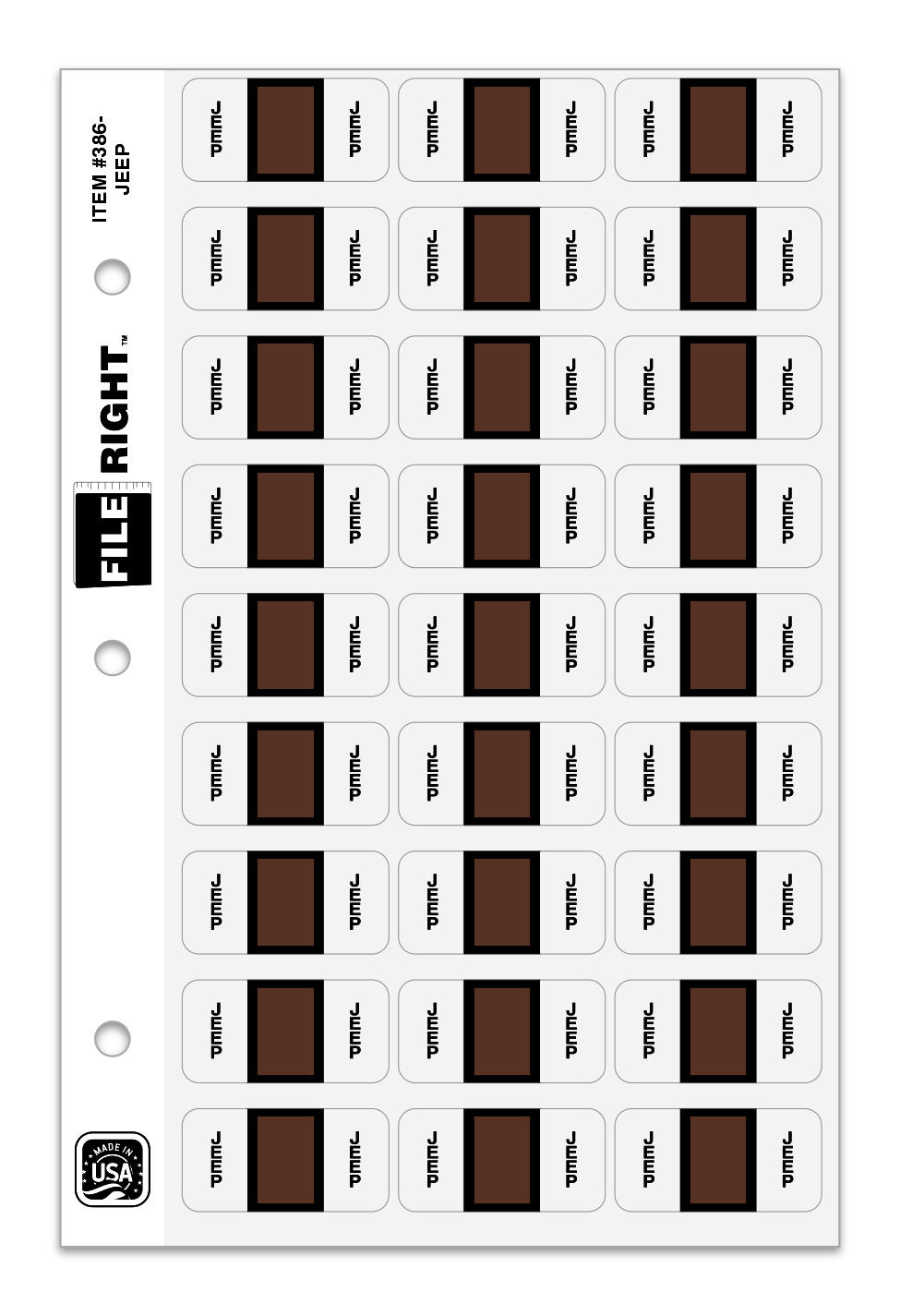 Color-Code Auto-Make JEEP, Ring Book, Pkg. of 270 labels