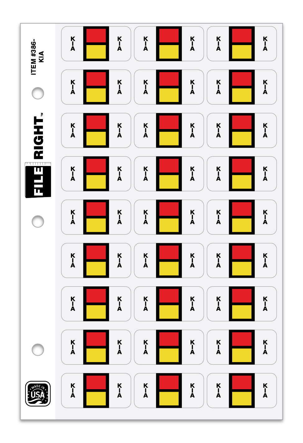 Color-Code Auto-Make KIA, Ring Book, Pkg. of 270 labels
