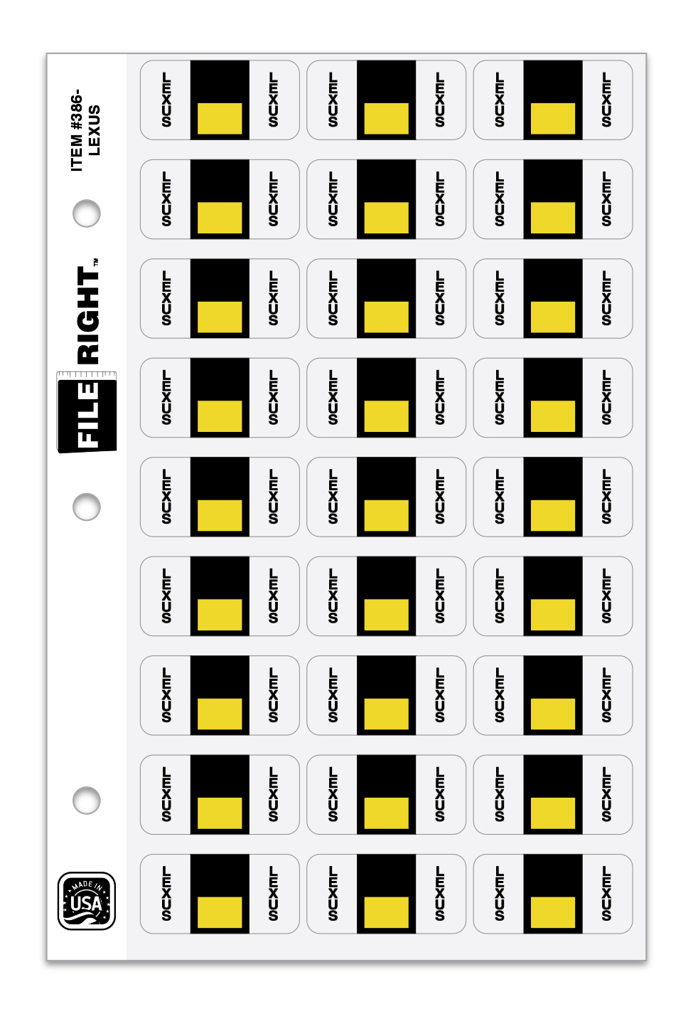 Color-Code Auto-Make LEXUS, Ring Book, Pkg. of 270 labels