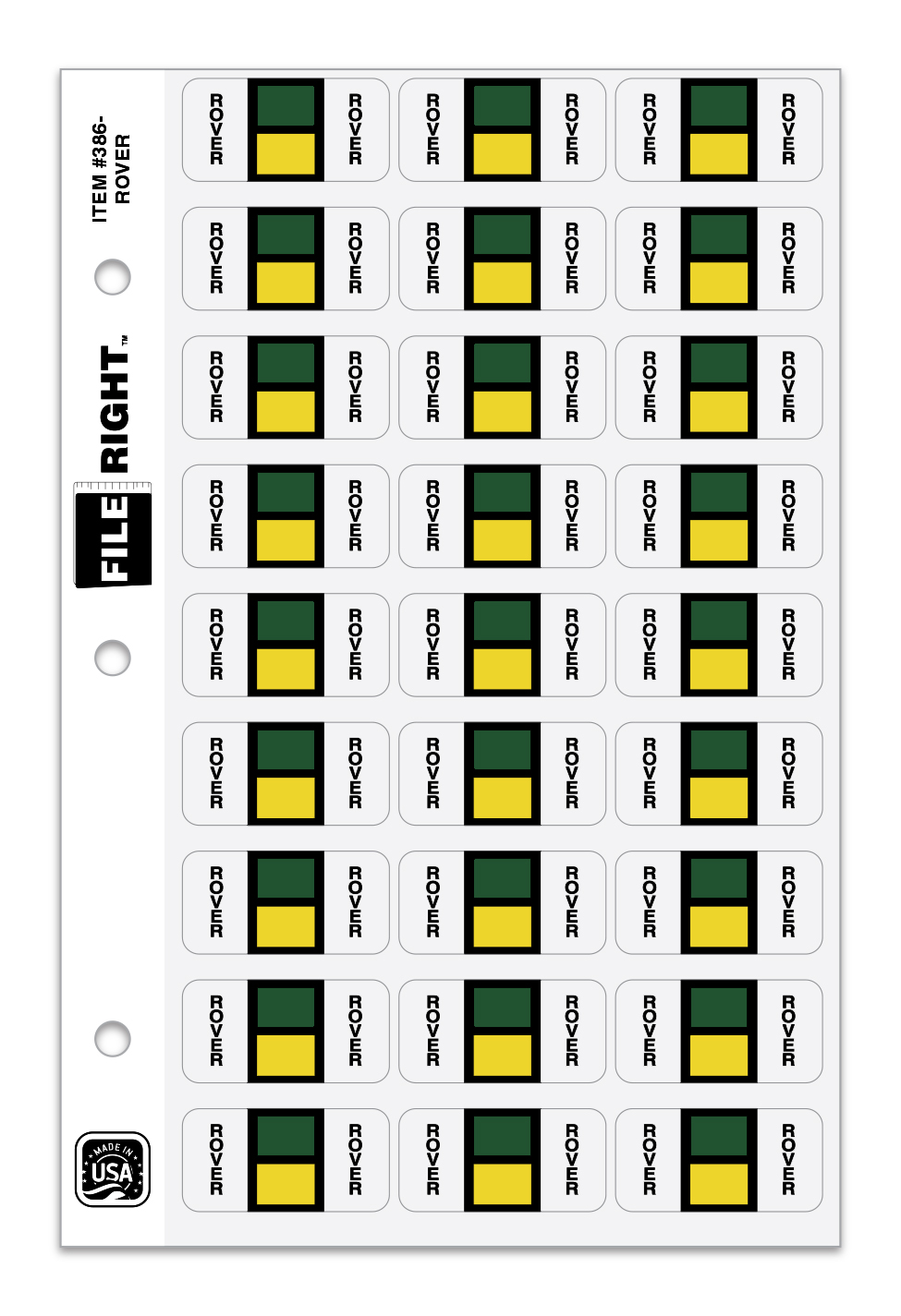 Color-Code Auto-Make ROVER, Ring Book, Pkg. of 270 labels