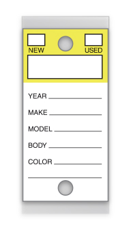 Color-Top Versa-Tag - YELLOW # 202 - 250 Per Box With Rings