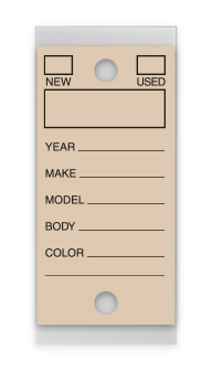 Versa-Tags Self-Protect Key Tags - TAN #200 - 250 Per Box With Rings