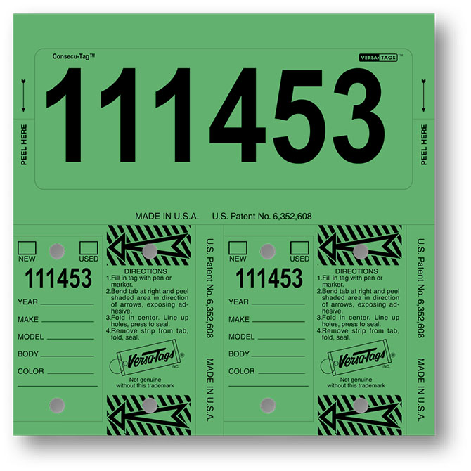 Control-Tags - #226 - Green - Qty. 1 each With Rings