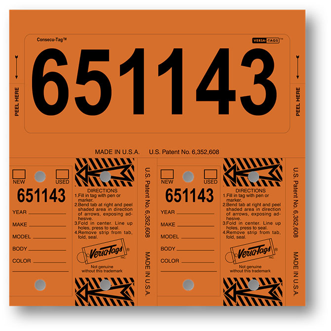 Control-Tags - #226 - Orange - Qty. 1 each With Rings