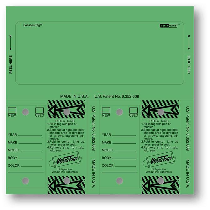 Control-Tags - #226 - Qty. 125 Per Box With Rings - Green Blank