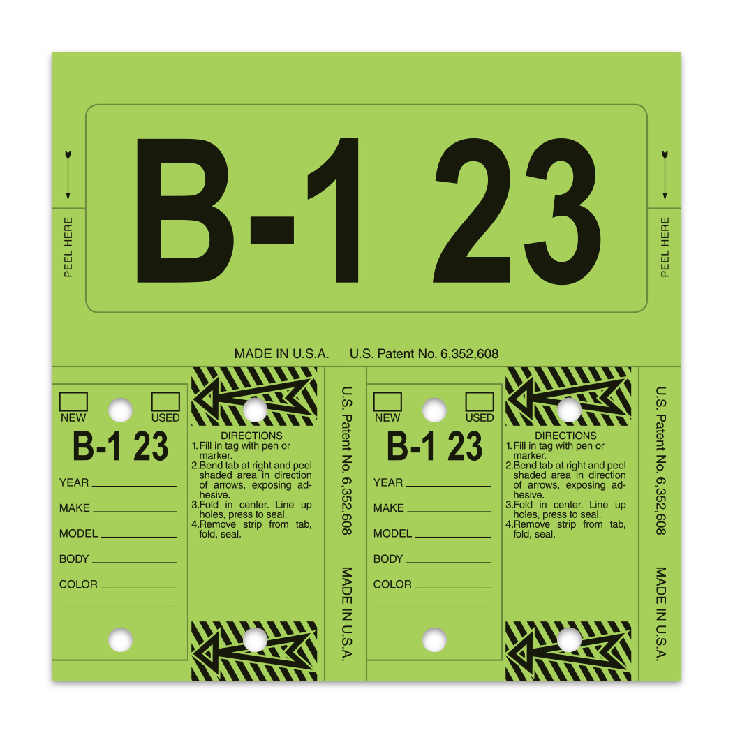 Control-Tags - #226 - Lime - Qty. 1 each With Rings