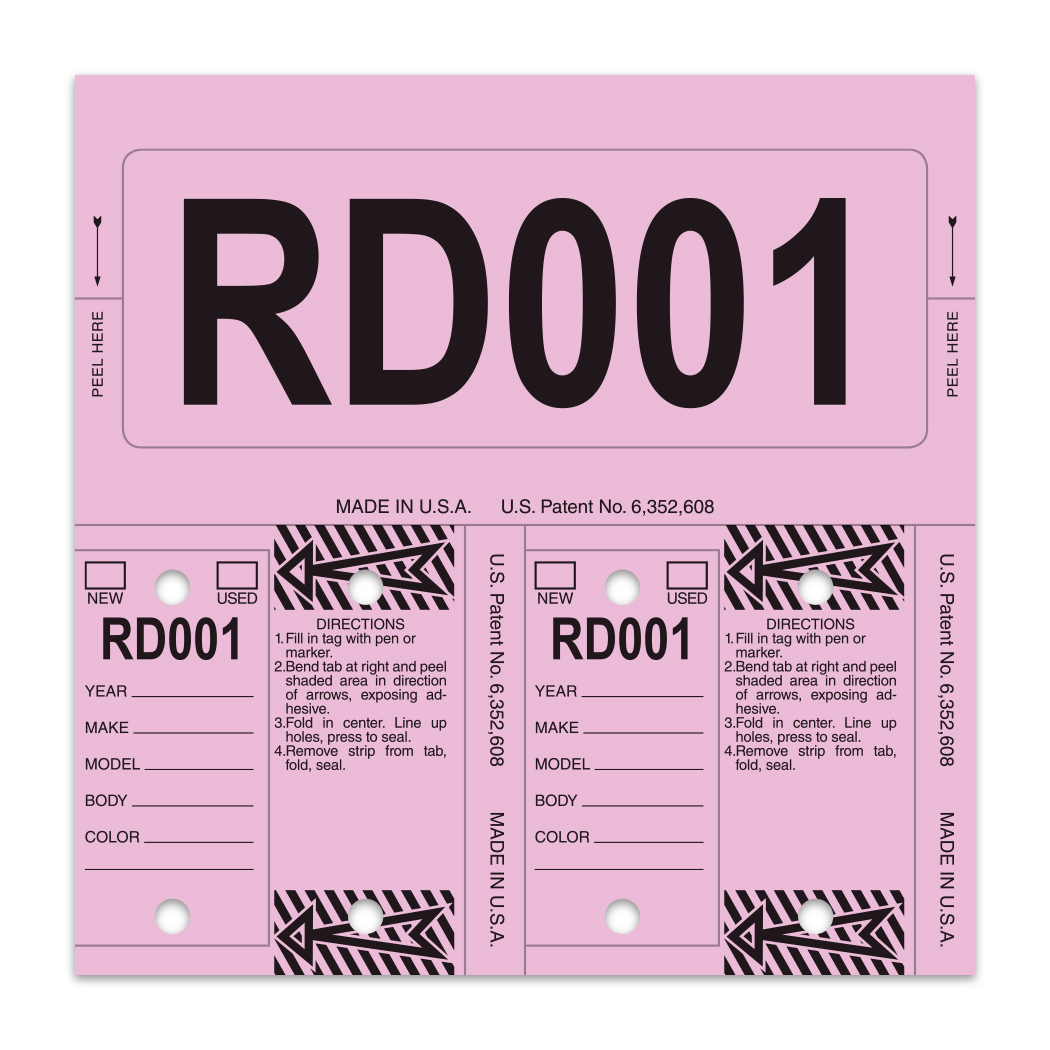 Control-Tags - #226 - Pink/Lilac- Qty. 1 each With Rings