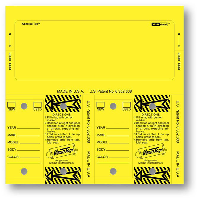 Control-Tags - #226 - Qty. 125 Per Box With Rings - Yellow Blank