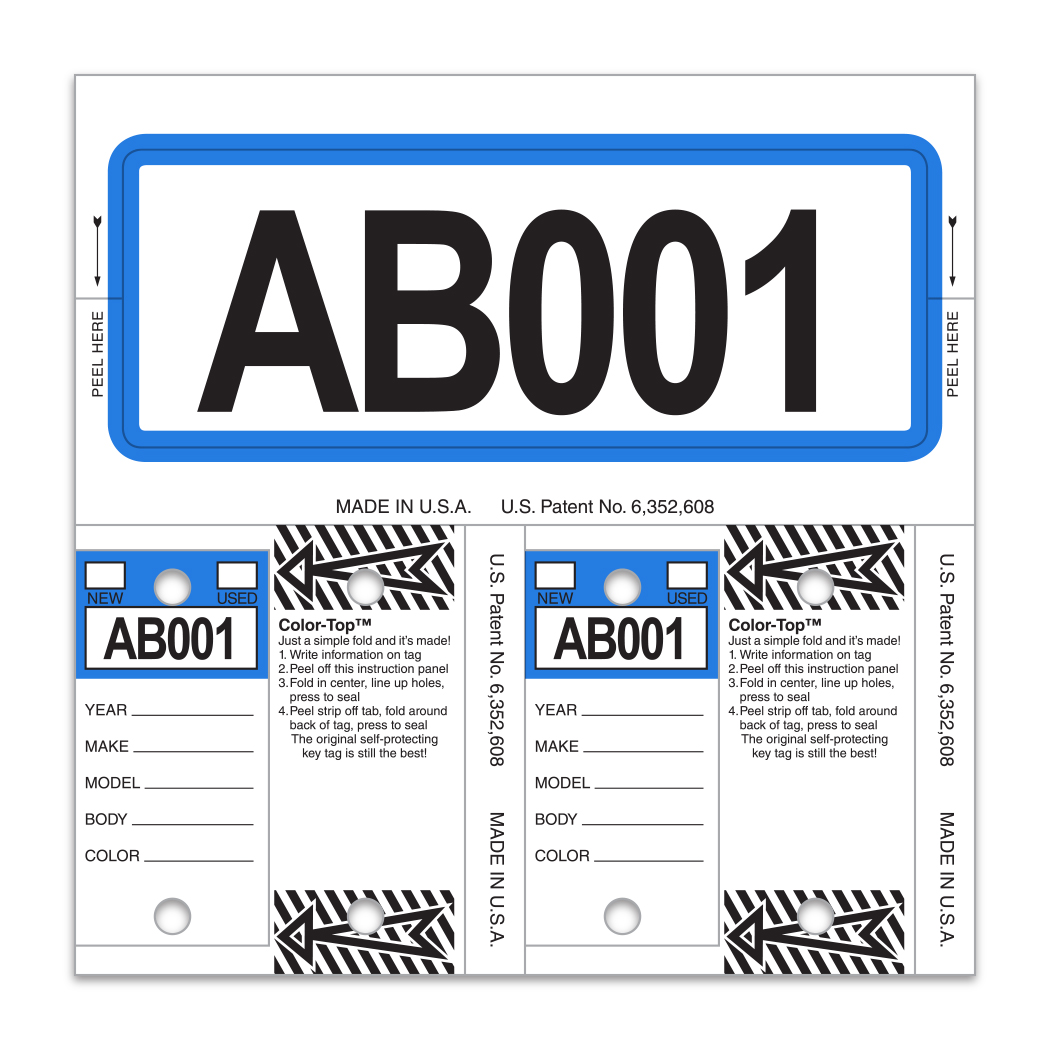 Color-Top Control-Tags - #227 - Blue - Qty. 1 each With Rings