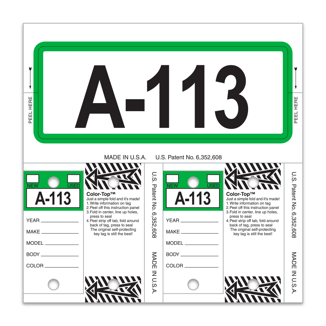 Color-Top Control-Tags - #227 - Green - Qty. 1 Each