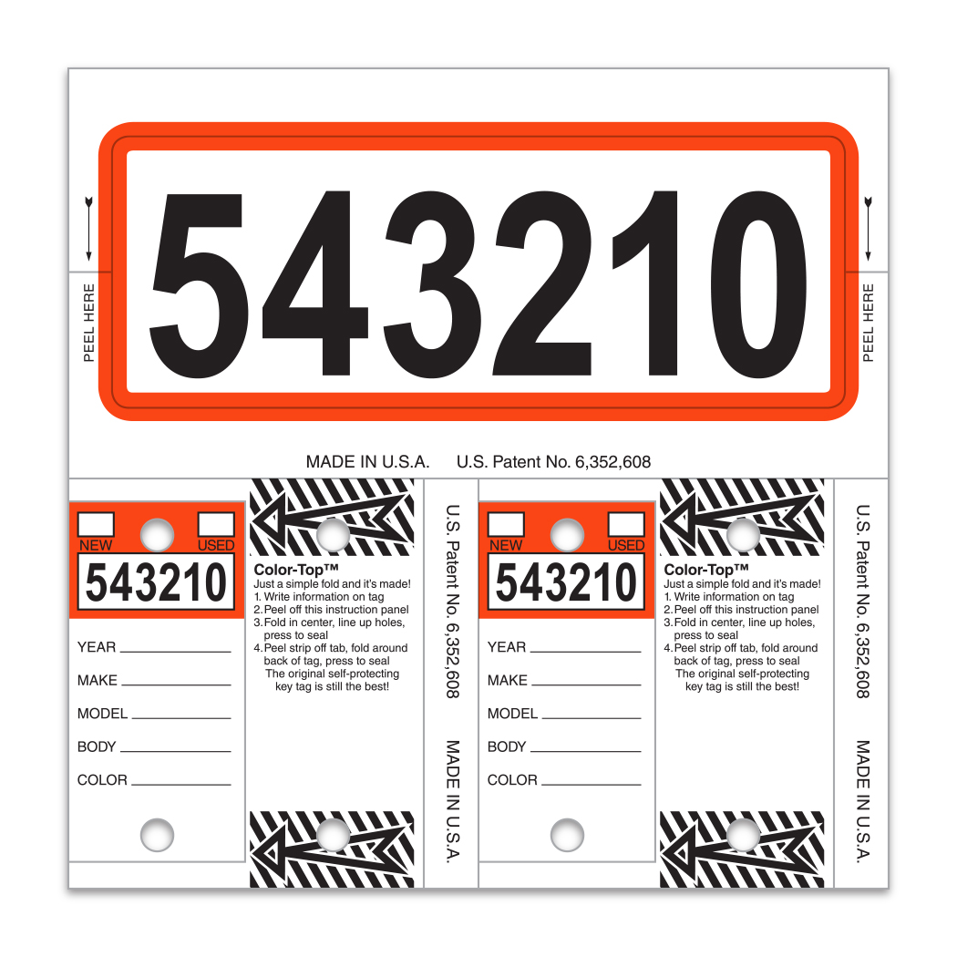 Color-Top Control-Tags - #227 - Orange - Qty. 1 Each