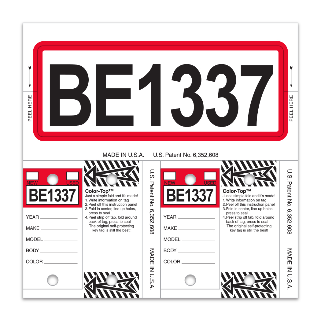 Color-Top Control-Tags - #227 - Red - Qty. 1 Each