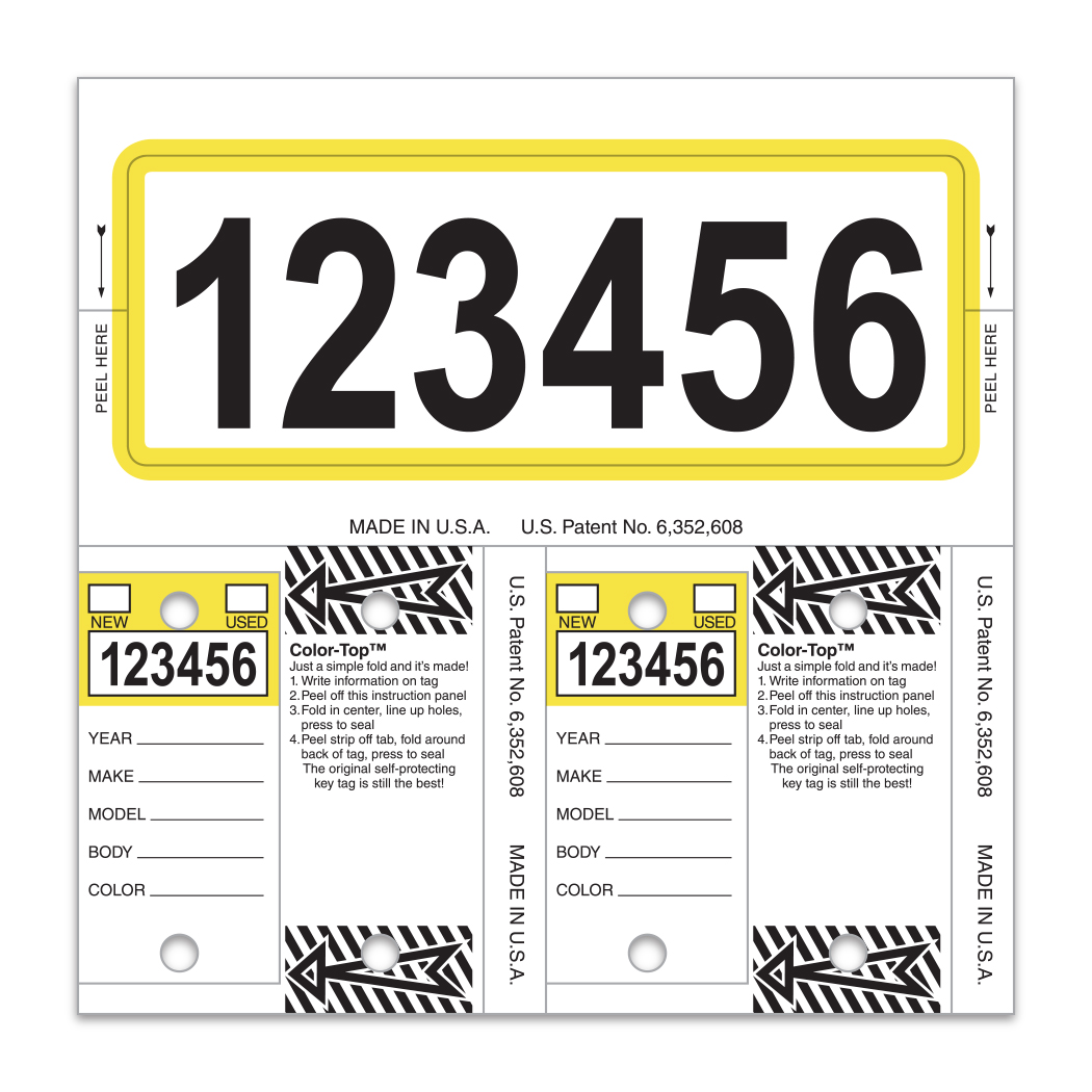 Color-Top Control-Tags - #227 - Yellow - Qty. 1 Each