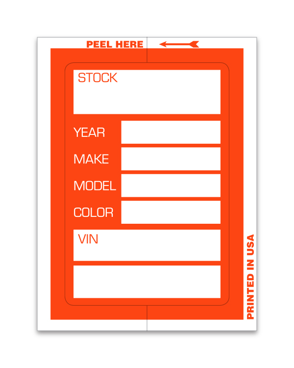 Kleer-Bak Stock Sticker - ORANGE #400 - 100 per pack