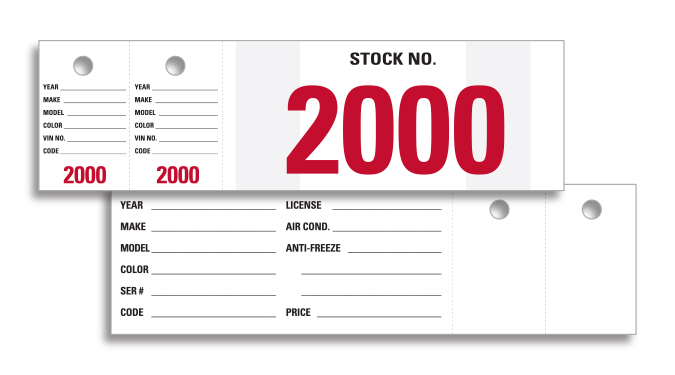 Vehicle Stock Number - VSN-2 - 2000-2999, Qty. 1000