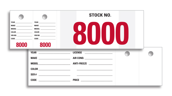 Vehicle Stock Number - VSN-8 - 8000-8999, Qty. 1000