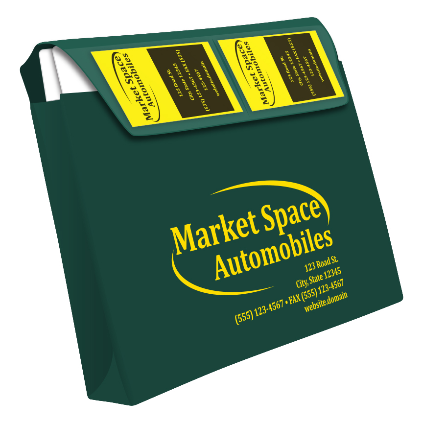 Vinyl Document Wallet - 1.5" Expandable - Custom - Green - Qty 1