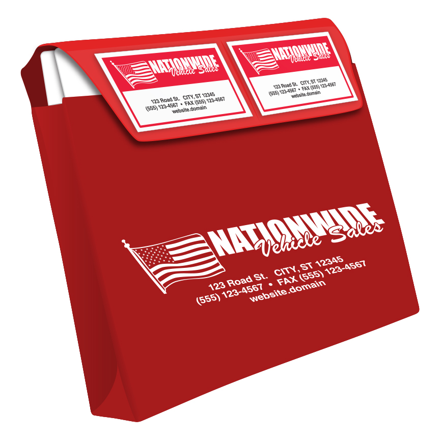 Vinyl Document Wallet - 1.5" Expandable - Custom - Red - Qty 1