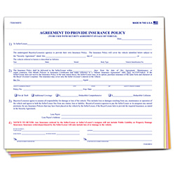 Agreement to Furnish Insurance Policy - Qty. 100