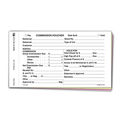 Commission Voucher Gross/Net- 3 Part NCR Qty. 100
