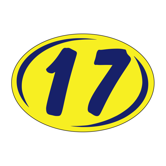 Window Sticker - Rounds - Blue on Yellow - 2017 - Qty. 12