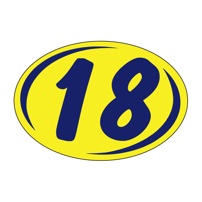 Window Sticker - Rounds - Blue on Yellow - 2018 - Qty. 12