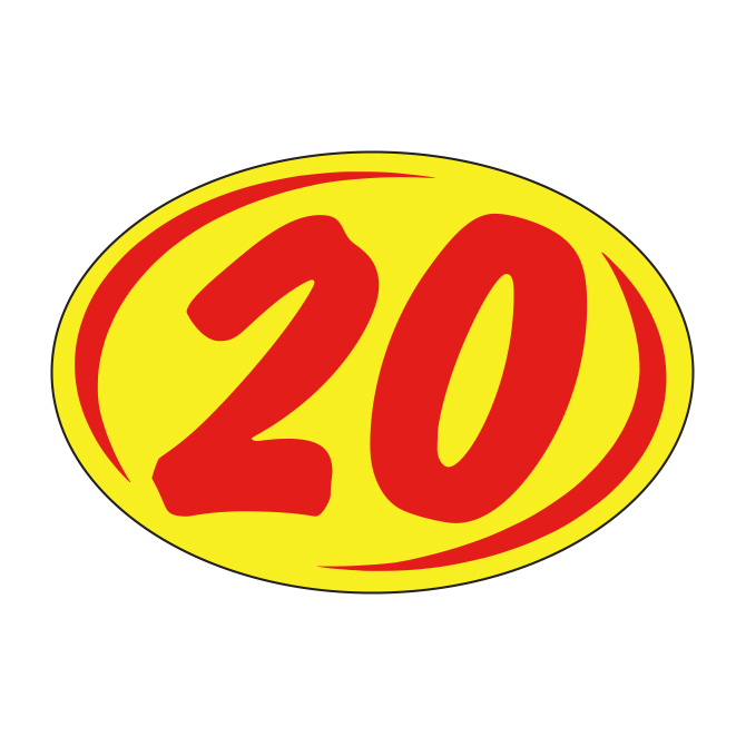 Window Sticker - Rounds - Red on Yellow - 2020 - Qty. 12