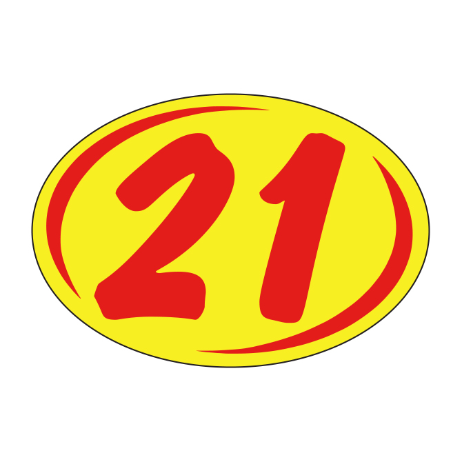Window Sticker - Rounds - Red on Yellow - 2021 - Qty. 12