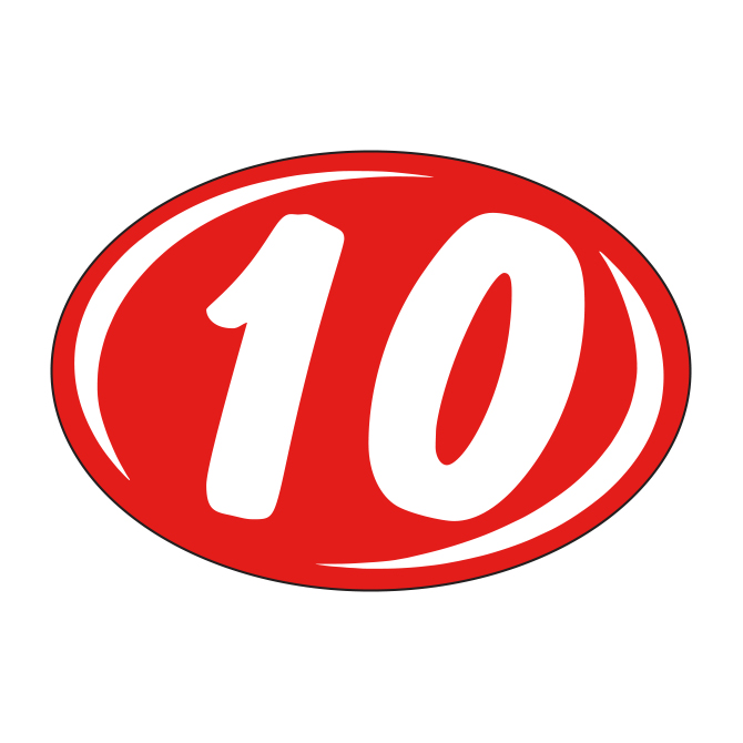 Window Sticker - Rounds - White on Red - 2010 - Qty. 12