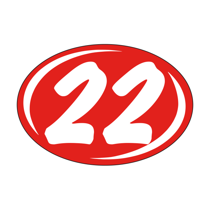Window Sticker - Rounds - White on Red - 2022 - Qty. 12