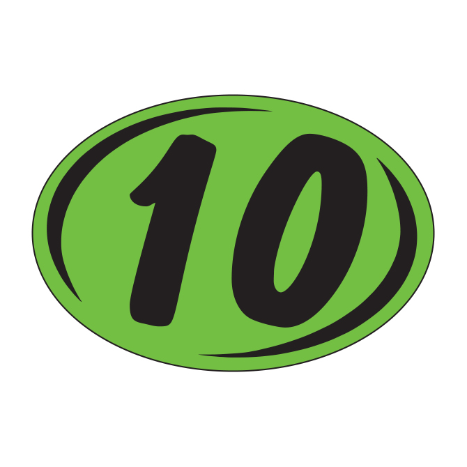 Window Sticker - Rounds - Black on Green - 2010 - Qty. 12