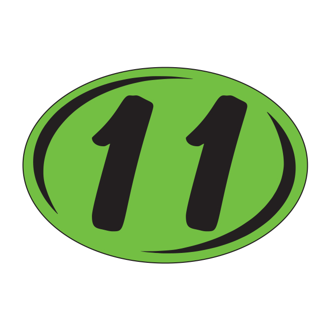 Window Sticker - Rounds - Black on Green - 2011 - Qty. 12