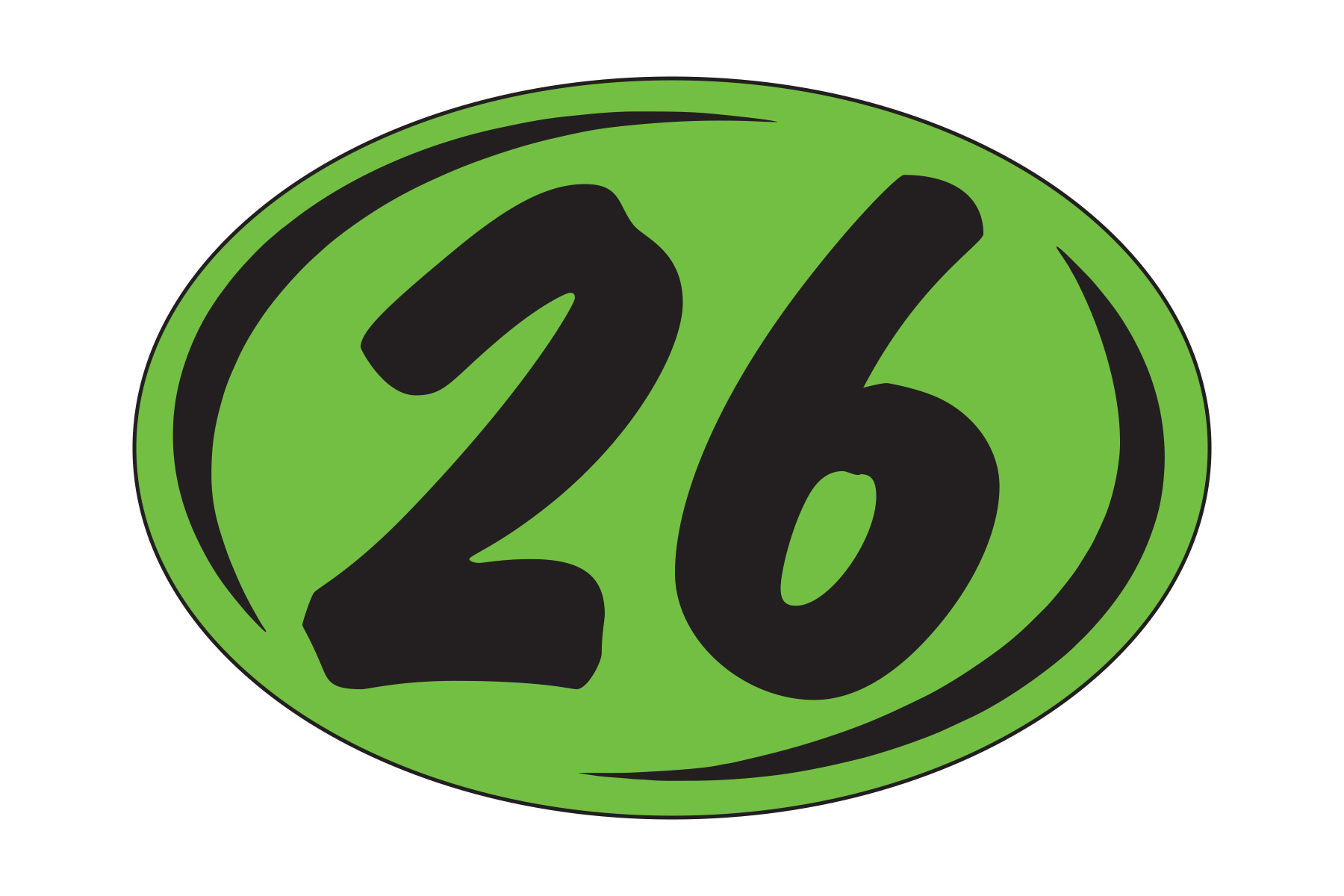 Window Sticker - Rounds - Black on Green - 2026 - Qty. 12