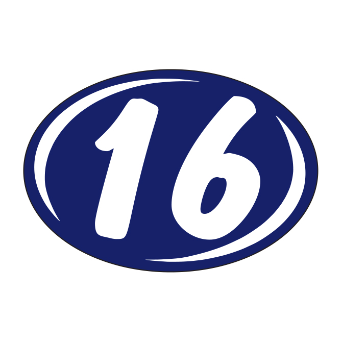 Window Sticker - Rounds - White on Blue - 2016 - Qty. 12