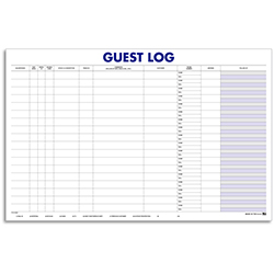 Guest Log- 100 Sheets - 11" x 17" -  Qty. 1