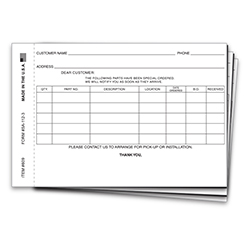 Special Parts Order Form - SA-112-3 - Qty. 100