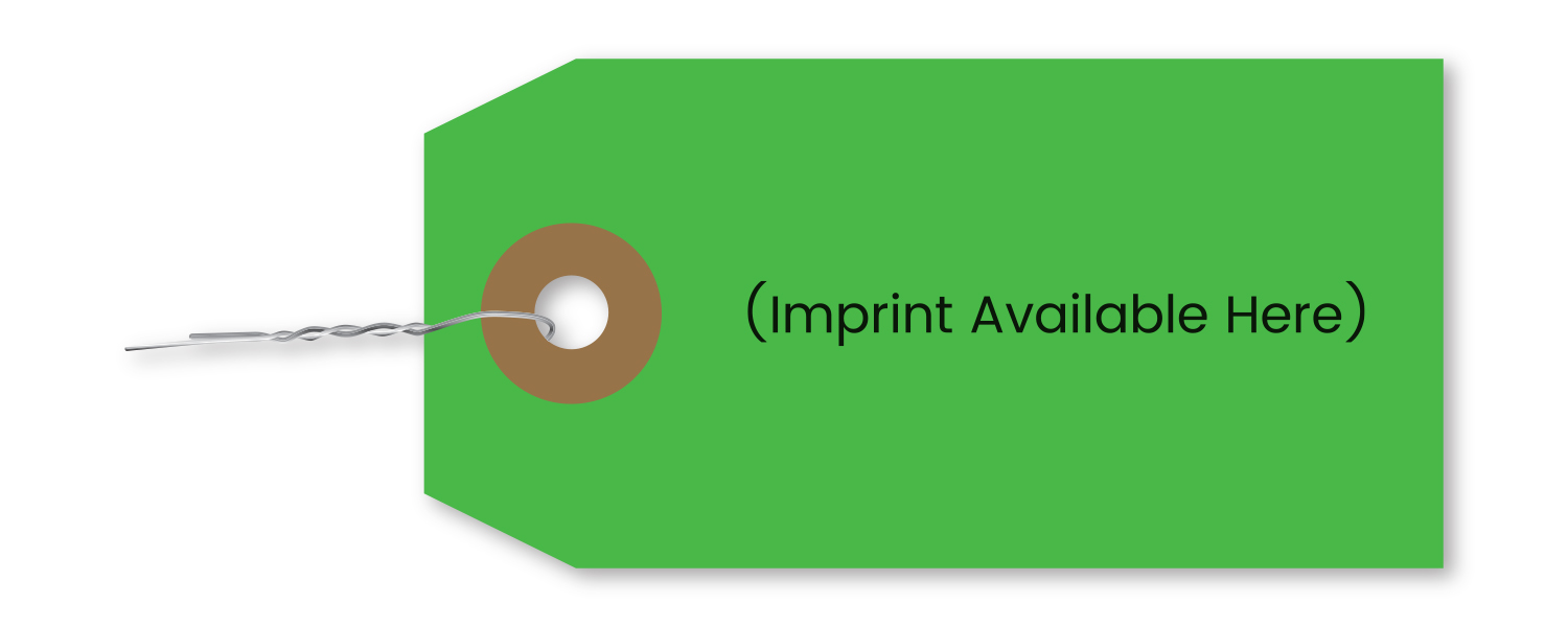 Imprinted Green Tag With Wire Inserted - TWW-2 - Qty. 1 each