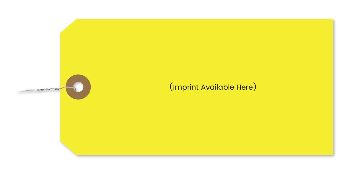 Imprinted Yellow Tag With Wire Inserted - TWW-8 - Qty. 1 each
