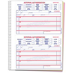Internal Authorization Book - #125 - 3 Part, 100 per Book - Qty. 1